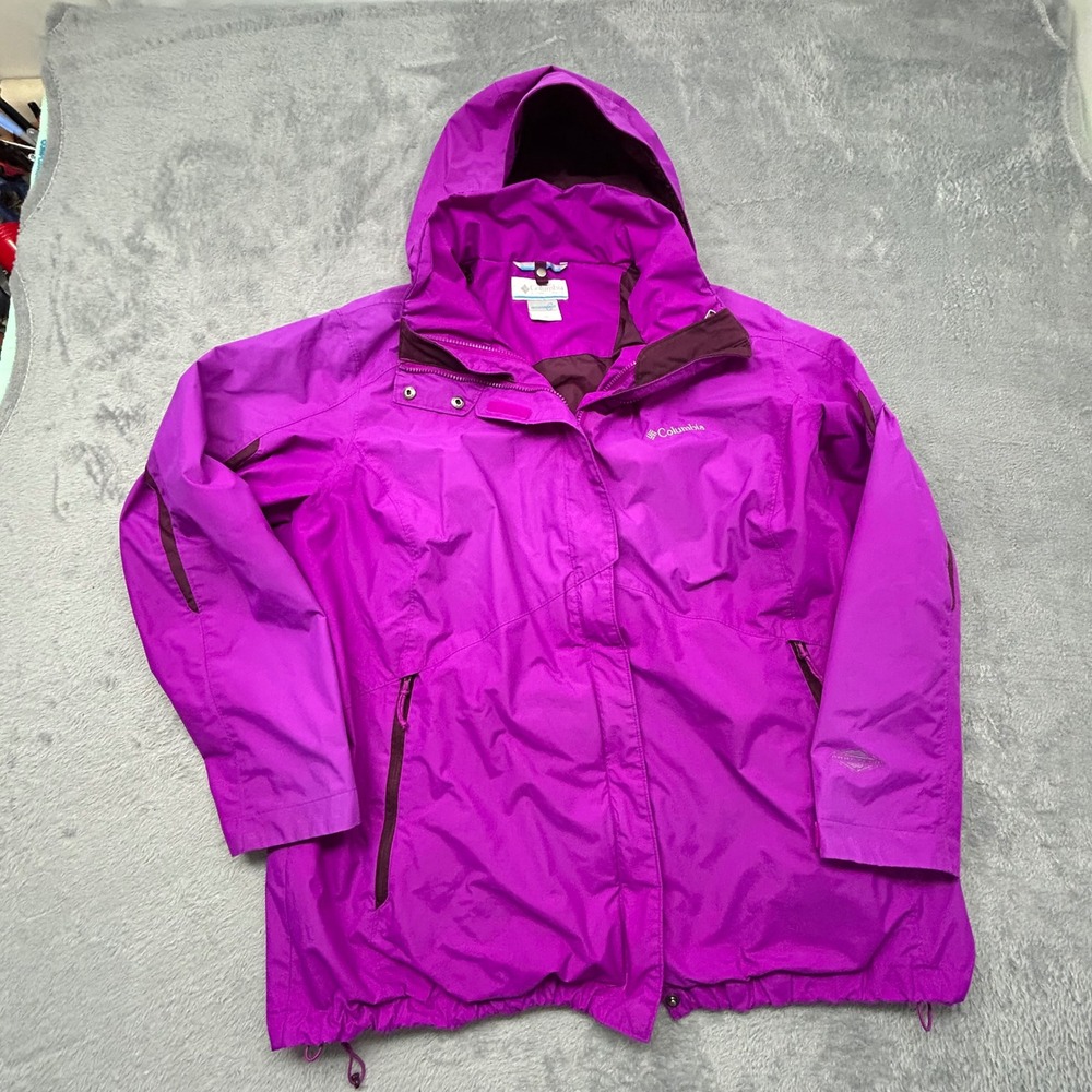 Columbia Womens 2X Interchange 3-in-1 Jacket Omni-Heat Omni-Tech Magenta Plum